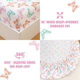 MICORAL Kids Twin Sheet Set Butterfly, 3 Pieces Sheets for Boys & Girls, Soft Printed Microfiber Bed Sheets, Deep Pocket Cozy Toddler Bedding Set MICORAL