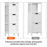Yaheetech Bathroom Tall Cabinet, Slim Storage Cabinet, Narrow Freestanding Floor Cabinet with 3 Drawers & 2 Shelves, Linen Tower for Small Space, 12" D x 12" W x 56" H, White Yaheetech