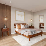 Bme Caden 15-Inch Adjustable Dark Chocolate Bed Frame - Mid Century Modern Design with Solid Acacia Wood Bme