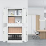 YEEZER Metal Storage cabinets, with 2 Adjustable Shelves, Lockable 71 "H Steel Garage Cabinet with 2 Drawers, Suitable for Offices, garages, Warehouses, Schools, and Homes (White) YEEZER