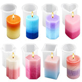 8PCS Reusable Silicone Candle Molds Set - Cylinder/Hexagon/Octagonal/Heart/Flower/Square Shapes for DIY Candle Making, Soap, Resin Crafts, Easy Release Candle Making Kit (8, Cylinder & Hexagon)