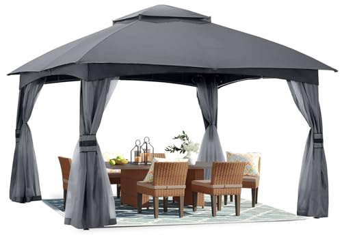 ABCCANOPY 10x10 Outdoor Gazebo - Patio Gazebo with Mosquito Netting, Outdoor Canopies for Shade and Rain for Lawn, Garden, Backyard & Deck (Dark Gray)