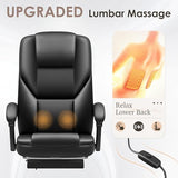 Shahoo Executive Office Chair with Massage, Ergonomic Reclining High Back Leather Seats with Footrest and Lumbar Support, Big and Tall, 400Lbs Heavy Duty, Black Shahoo