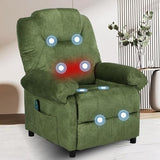 KCREAM Overstuffed Push Back Recliner Chair for Living Room, Mid Century Fabric Heated Massaging Reclining Chair Small Recliner Chair with Heat and Massage, Green