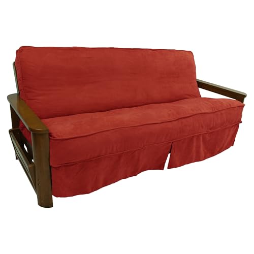 Blazing Needles Solid Microsuede Double Corded 8" to 9" Futon Slipcover, Full, Cardinal Red Blazing Needles