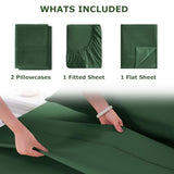 Homilay Full Size Bed Sheet Set - 4 Piece Soft Microfiber Sheets with Deep Pockets, Cooling Technology, and Wrinkle-Free Pillowcase. Hotel-Quality, Durable Bedding, Eden Green Homilay