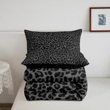Erosebridal Cheetah Print Room Decor,Leopard Print Comforter Set Full Size,Farmhouse Animal Skin Soft Bedding Set for Mens Boys,Black Gray African Cheetah Wildlife Bed Set,Aesthetic Retro Quilt Duvet Erosebridal