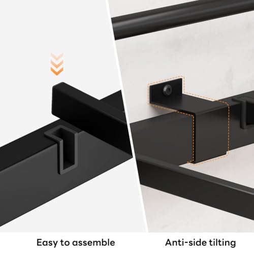 NestLude Metal Bunk Bed Twin Over Twin with Ladders & Guardrail, Industrial Beds Frame Heavy Duty 2 in 1, Space-Saving for Bedroom, Dormitory (Black) NestLude