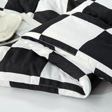 Anrenoti Black White Plaid Comforter Set, 3 Pieces Fluffy Gingham Checkered Down Alternative Comforter Full (79"x90"), Lightweight Microfiber Geometric Bedding with 2 Pillowcases for All Seasons Anrenoti