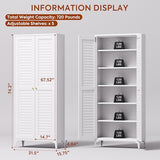 GangMei Metal Kitchen Pantry Cabinet with 2 Doors,Metal Pantry Cabinet with 5 Adjustable Shelves for Kitchen,Home,74.2" H × 31.5" W × 15.75" D,Required Assembly, White GangMei