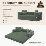 GRUSIGN 78 Inch Convertible Sofa Bed, 5-in-1 Futon Sofa Bed Pull Out Couch, Boneless Couch Bed for Living Room, Corduroy Boneless Couches for Bedroom, Apartment, No Assembly Sleeper Sofa Bed, Green GRUSIGN