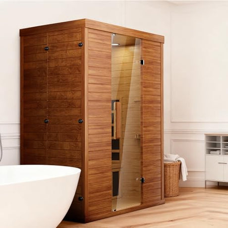 PABIMIA 2-Person Infrared Sauna, Smart App Control, WiFi & Bluetooth, Low EMF 1500W/120V LCD Heater, Indoor Home Sauna with Flame-Retardant Materials PABIMIA