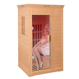 1-Person Far Infrared Sauna with Red Light Therapy – Compact Canadian Hemlock Wood Indoor Home Spa, 4 Fast Heating Panels (1000W 110V), Bluetooth, 7-Color LED & Timer – 65.4" Tall (Fits Small Spaces) DCCSONA