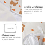 WIVCOMD Twin Duvet Cover Set - Cute Brown Teddy Bear Soft Microfibre Bedding - Minimalist Style Bedding Quilt Cover Set with Pillow Cases, Light Yellow WIVCOMD