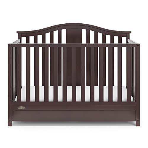 Graco Solano 4-in-1 Convertible Crib with Drawer (Espresso) – GREENGUARD Gold Certified, Crib with Drawer Combo, Includes Full-Size Nursery Storage - WoodArtSupply