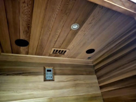 Canadian Red Cedar 2 to 3 Person Traditional Steam Outdoor Sauna SPA, Waterproof Shingled Roof, 6KW Heater Upgrade, LED Lights. MCP-Distributions