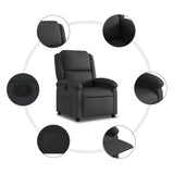 vidaXL Recliner Chair - Black Real Leather, Manual Reclining Function, Comfortable Seating with Solid Wood and Metal Frame, for Office or Living Room vidaXL