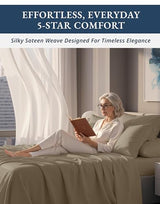 LANE LINEN 100% Egyptian Cotton Bed Sheets - 4PC Full Sheets Set, Long Staple Bedding Sheets, Sateen Weave, Luxury Hotel Sheets, Fits Upto 16" Mattress, Swiss Dot - Taupe LANE LINEN