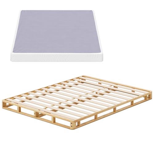 ZINUS Edgar 4 Inch Bamboo Box Spring - Sturdy Mattress Foundation for Reliable Support, Queen Size - WoodArtSupply