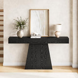 LITTLE TREE 63" Entryway Table, Modern Black Wooden Console Table with Trapezoidal Base for Living Room, Entrance, Hallway, Foyer, Behind the Couch LITTLE TREE