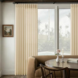 Beige Tan Linen 102 Inch Curtains 72 Inch Wide for Living Room Divider Privacy Pinch Pleated Drapes Hooks Rings Back Tab Farmhouse Light Filtering Extra Wide Sheer Curtains for Patio Balcony 72x102 DUKIYO