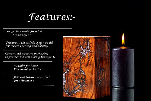 Handmade Wooden Urn Box - Professional Wooden Urns for Human Ashes Adult - Burial-Cremation Urns -Engraving Urn with Amazing Epoxy Resin Design - Merit wooden craft