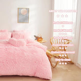 FOPPA Fluffy comforters Cover Twin Size - Ultra Soft Plush Pink Bedding Sets 2 Pieces (1 Faux Fur Comforter Cover + 1 Fuzzy Pillow case) Girls Shaggy Pink Twin Bed Set (Light Pink, Twin) FOPPA