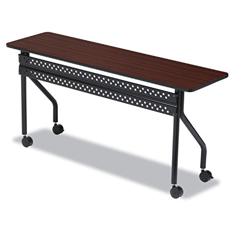 Iceberg OfficeWorks Premium Mobile Training Table – 72” Rectangular Desk with Locking Wheels, Mahogany Top & Black Frame – Rolling Conference Table for Offices, Classrooms, or Workspaces Iceberg