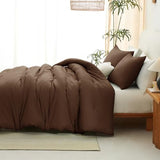 CozyLux Queen Comforter Set Brown, 3 Pieces Solid Breathable Quilted Style Bedding Sets, Luxury Fluffy Soft Bed Set with Down Alternative Comforter for All Season (1 Comforter & 2 Pillowcases) CozyLux