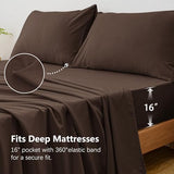 USXIBEI Full Size 4 Piece Sheet Set - Hotel Luxury Bedding for Full Size Bed - Soft and Breathable Bed Sheets Set - Deep Pocket Sheets,Wrinkle & Fade Resistant(Full, Dark Brown) USXIBEI