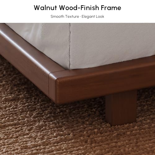 homary Japanese Style Queen Floor Bed Frame, 6.3" Low Profile Tatami Platform Bed with Carbon Steel Slats & Wood-Finished Metal Frame, No Box Spring Needed, Fits Queen Mattress 60" W x 80" L homary