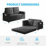 Mjkone Futon Floor Pull Out Sofa Bed, Folding Loveseat Sleeper with Tri-Fold Pullout Beds, 55" Width 2-in-1 Multi-Function Fold Out Gaming Sleeper Sofas Couch for Living Room Home Office, Dark Grey Mjkone