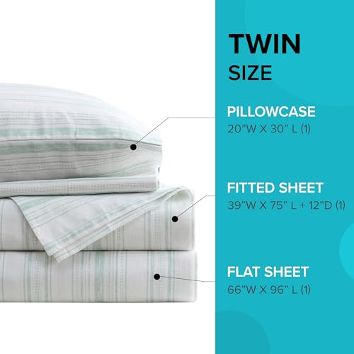 Comfort Spaces 100% Cotton Sheet Set Breathable, Lightweight, Soft with 12" Elastic Pocket Fits up to 14" Mattress, All Season Cozy Bedding, Matching Pillow Case, Twin Good Vibes 3 Piece Comfort Spaces