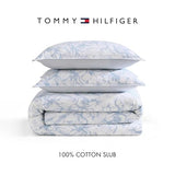 Tommy Hilfiger - Comforter Set, Luxuriously Soft Cotton Slub Bedding with Matching Shams, Abstract Inspired Design (Ethereal Floral Blue, Full/Queen) Tommy Hilfiger