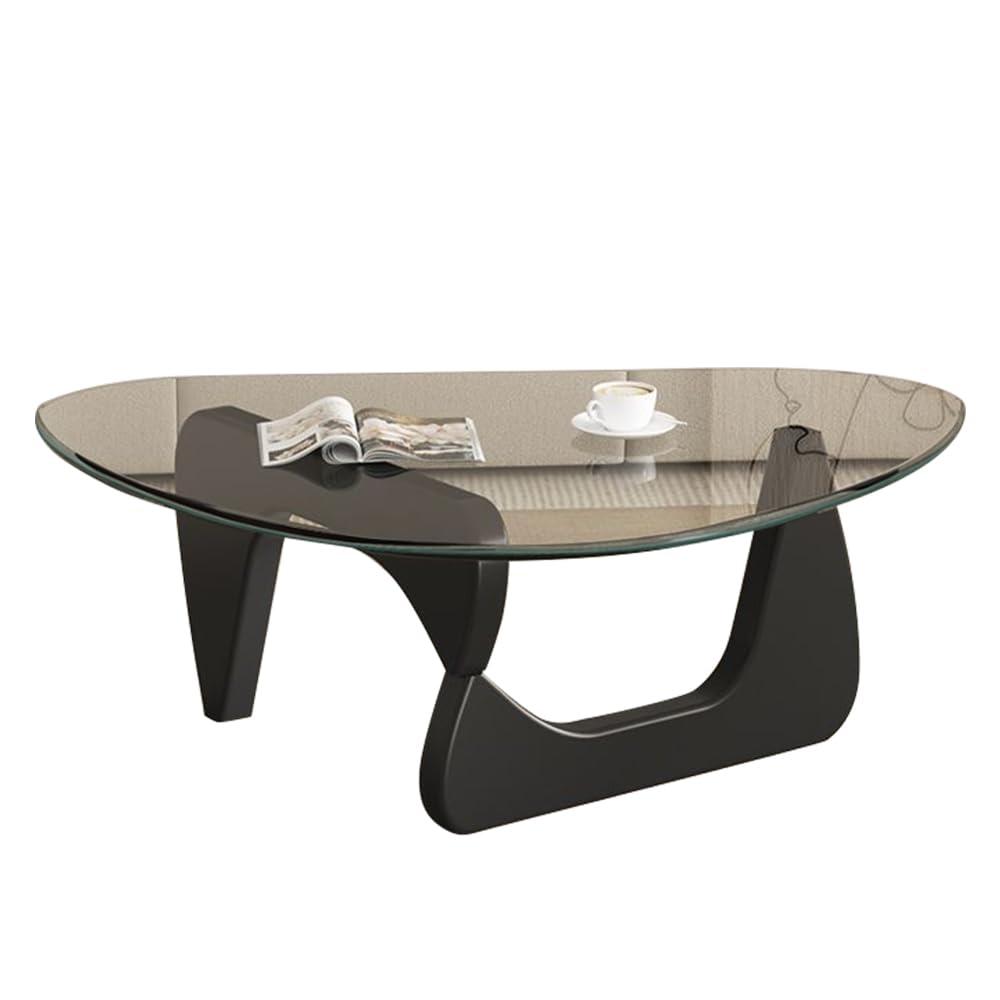 Modern Glass Coffee Table, Mid Century Small Coffee Table, Coffee Table for Living Room,Suitable for Bedroom Living Room Reception Office Tables (Black/Transparent, Small) LZYFY