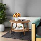 VASAGLE Round Coffee Table, 2 Tier Coffee Table with Storage, for Living Room, 31.5 x 17.7 Inches, Easy to Assemble, Honey Brown ULCT243K41 VASAGLE