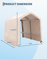 7X10 FT Heavy-Duty Portable Outdoor Storage Shed with Roll-Up Zipper Door & Vent, 240g Waterproof Carport Storage Shelter, UV-Resistant Canopy for Motorcycle, Firewood, Tools -Gray ﻿ ActiveTrail