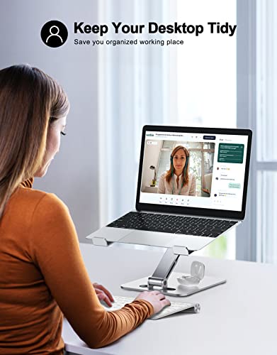 RIWUCT Foldable Laptop Stand, Height Adjustable Ergonomic Computer Stand for Desk, Aluminum Portable Laptop Riser Holder Notebook Mount Compatible with MacBook Pro Air, HP, Dell 10-16" RIWUCT