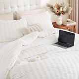 YIKUSH Full Comforter Set Fluffy White Full Size Bed Set Faux Rabbit Fur Fluffy Shaggy Furry Winter Bedding Ultra Soft Plush and Warm All Season 1 Comforter with 2 Pillow Cases (Full, White) YIKUSH