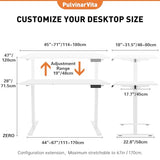 PulvinarVita Dual Motor Standing Desk Frame, Ergonomic Stand Up Desk Base Workstation with Cable Management Tray, Headphone Hook for Home Office PulvinarVita