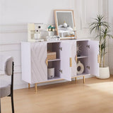 VAXZOFI Sideboard Buffet Cabinets with Storage, Accent Storage Cabinets with Fluted Doors, Gold Metal Handle and Legs, Wood Console Table Credenza for Living Room, Entryway, White VAXZOFI