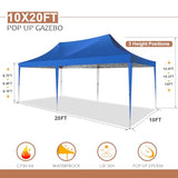 COBIZI 10x20 Pop Up Canopy Tent with Sidewalls,Party Tent Outdoor Gazebos, Waterproof & UV50+,3 Adjustable Heights,Higher Frame Design - Extra Tall for Parties Backyard,Weddings,Markets, Blue COBIZI