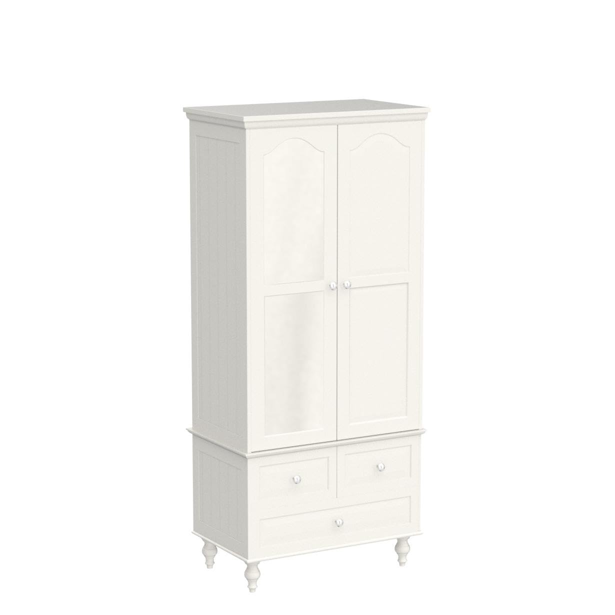 Homsee Wardrobe Armoire Wooden Closet with Mirror, 2 Doors, 3 Drawers, 4-Tier Storage Cubes and Hanging Rod for Bedroom, White (31.5”L x 19.7”W x 70.9”H) - WoodArtSupply