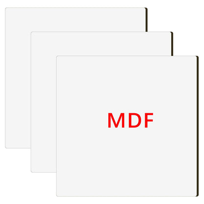 3 Pack Sublimation MDF Board Blanks Wood Sheets Bulk White Single-Sided Sublimation Product Blanks MDF Boards 12" x 12",1/8" Thick(3 mm)