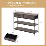 Giantex 3-Tier Entryway Table with Storage, Sofa Table w/ 2 Large Drawers, 2 Open Storage Shelves, Anti-toppling Device, Side Table w/Metal Frame, Console Table for Hallway, Living Room, Grey Oak Giantex