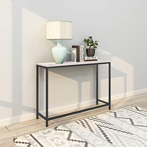 HOMERECOMMEND Console Table for Entryway Narrow Sofa Tables Entryway Table Rustic Narrow Entrance Console Tables Front Door Console Table Accent Table for Living Room Corridor Hallway White Oak HOMERECOMMEND
