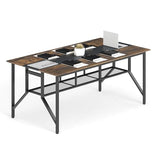 Giantex 6 FT Conference Table for 6-8 People, Modern 71" L x 38" W Large Meeting Table with Storage Shelf & Cable Grommet, Rectangle Conference Room Table for Office, Boardroom, Rustic Brown (1) Giantex