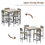 TJYGO Dining Table Set for 4, 5 Piece Kitchen Table with Chairs, Sturdy Industrial Space Saving Dinette Set for Pub, Family Dinners, Apartment, Gray TJYGO