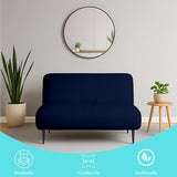 VianNest 600TC Armless Futon Covers Queen Size Pure Cotton Zippered Sofa Bed Slipcover, Machine Washable Couch Protector for Sleeper Sofas & Futons (Navy Blue) VianNest