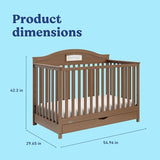 Graco Story 5-in-1 Convertible Crib with Drawer – GREENGUARD Gold Certified Wood Crib, Converts to Toddler Bed, Daybed, Full-Size Bed, Nursery Storage Drawer, Reversible Headboard (Hazelnut)